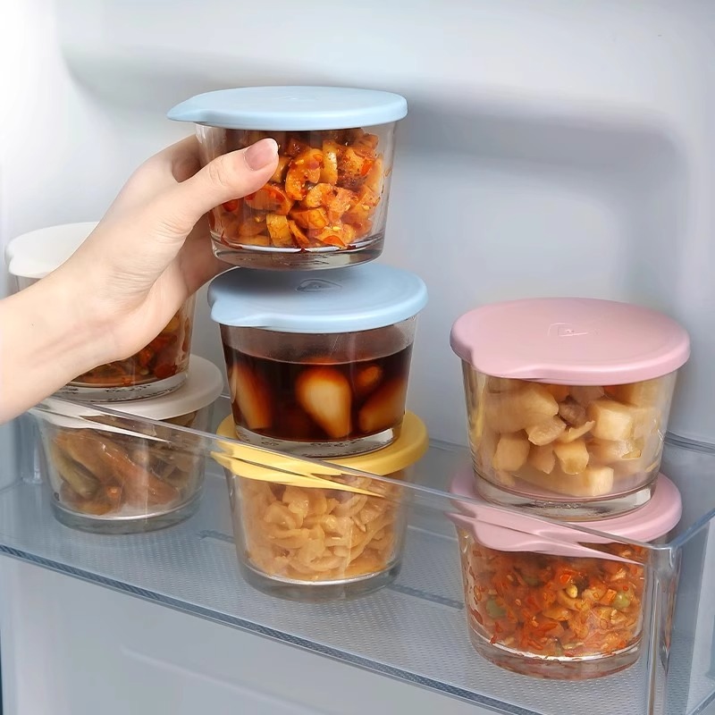 玻璃保鲜盒食品级带盖收纳冰箱泡菜咸辣白菜碗便携密封罐迷你小碗
