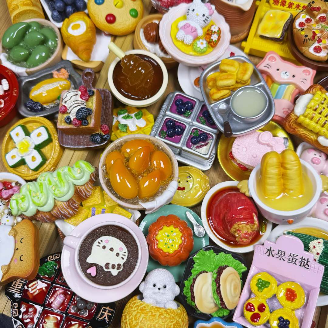 【直播拆】仿真树脂立体手绘磁吸食玩冰箱贴【手工制品  默认微瑕】
