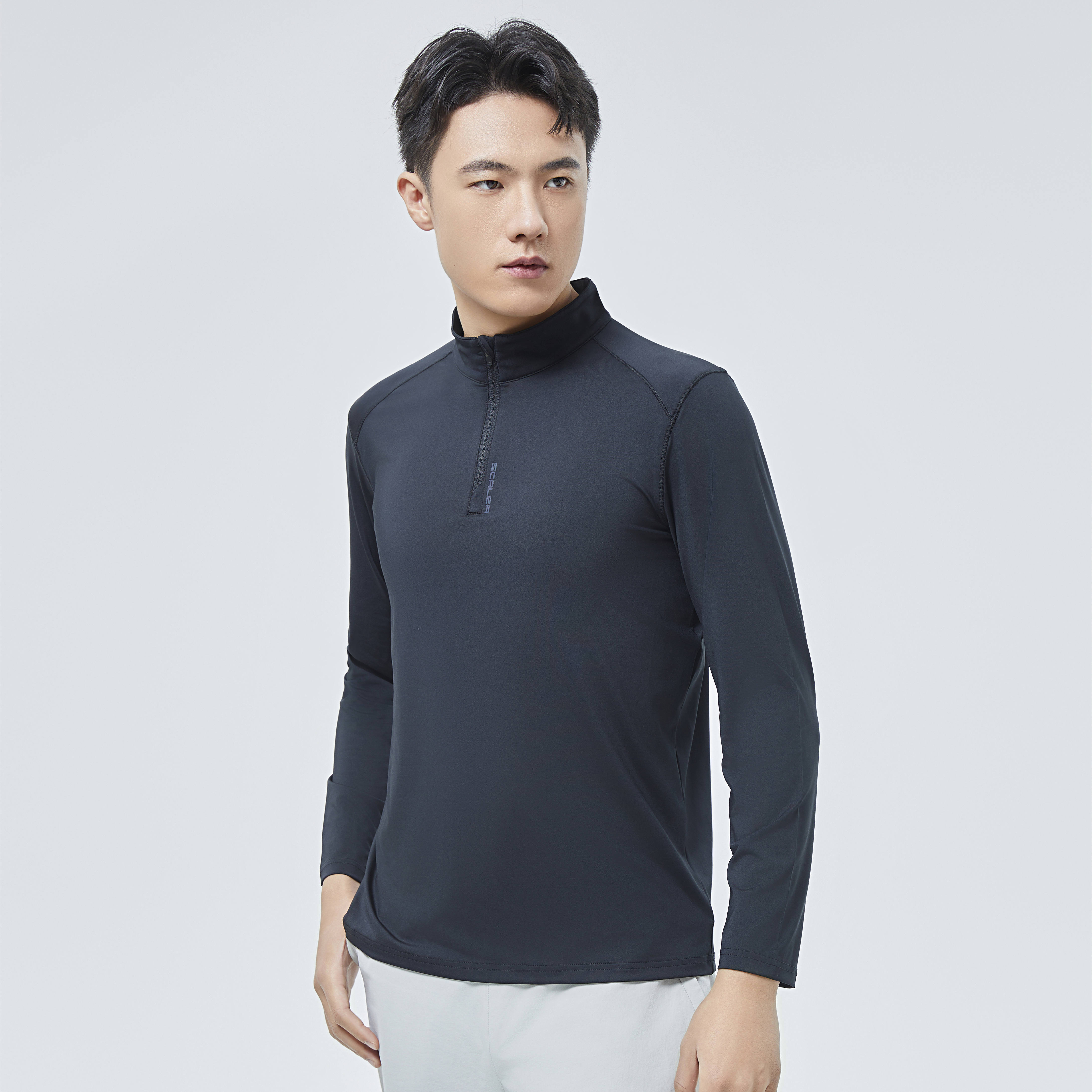 【速干排汗】思凯乐男女运动跑步长袖速干衣弹力健身半拉链F4215556