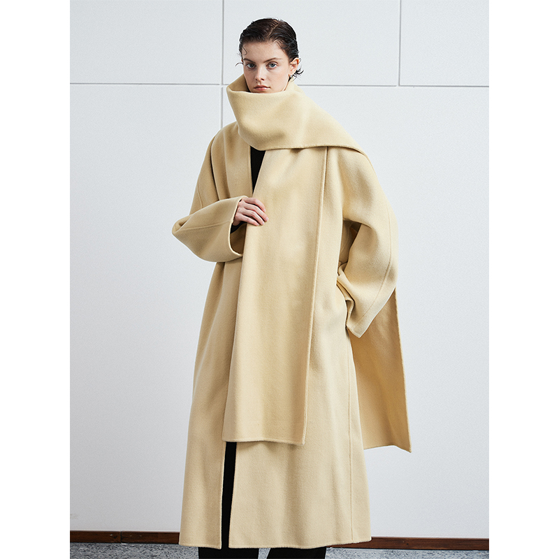 棘光THORNSAURA深冬双面呢子中长款外套毛呢大衣女-T22W698A