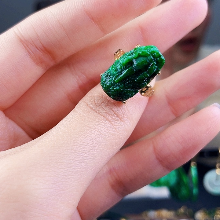 翡翠戒指银S925镶嵌饰品