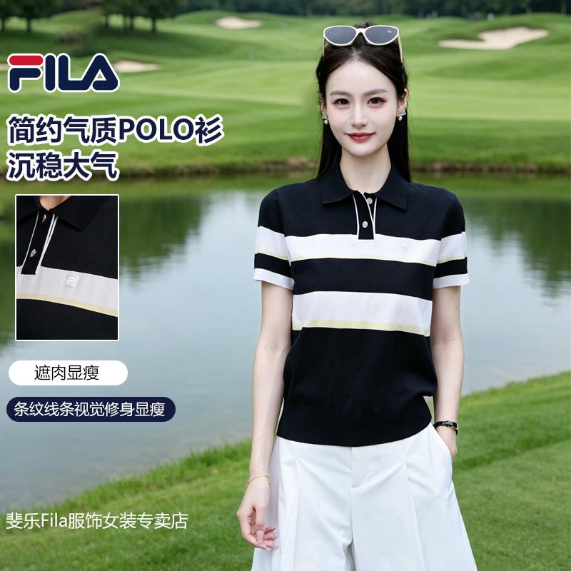 FILA/斐乐【高尔夫女装】夏季休闲运动短袖T恤撞色透气翻领polo衫