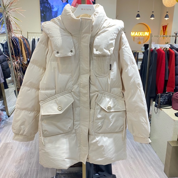 麦寻秋冬新款中长款连帽加厚保暖时尚韩版羽绒服yrmzq002