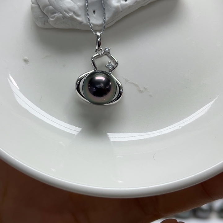 银S925镶嵌吊坠(不含链)海水珍珠9.1mm67号