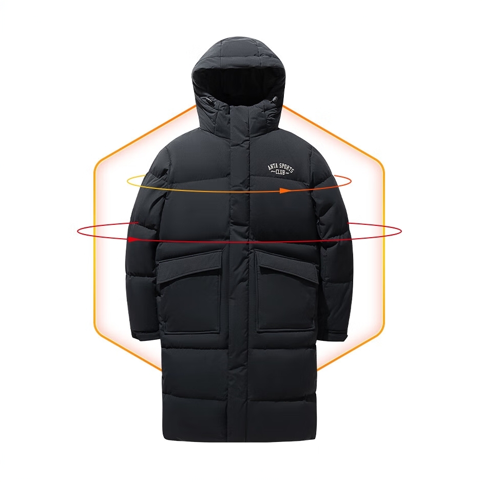 安踏速暖羽绒丨长款羽绒服男士冬季新款防泼水鸭绒外套152518904