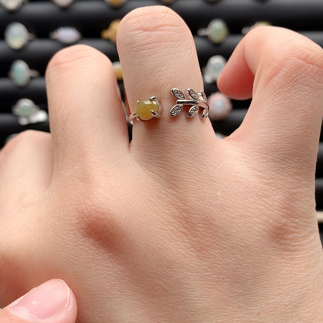 翡翠戒指银S925镶嵌0108