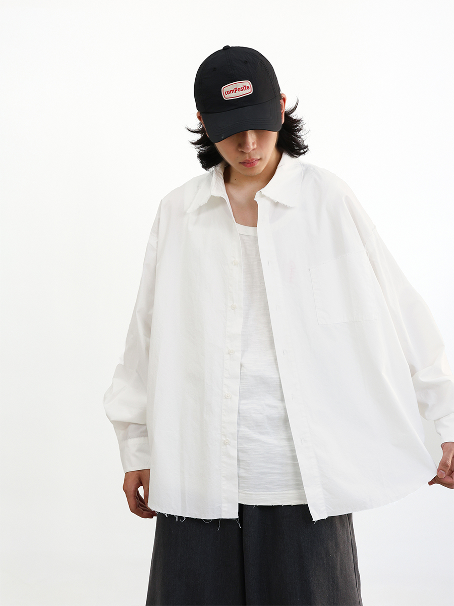 TRIFFER龟背阔版衬衫须边流苏做旧男女款