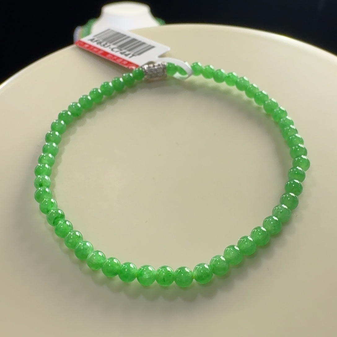 翡翠未镶嵌手链阳绿小米单圈卡3.3-3.5mm