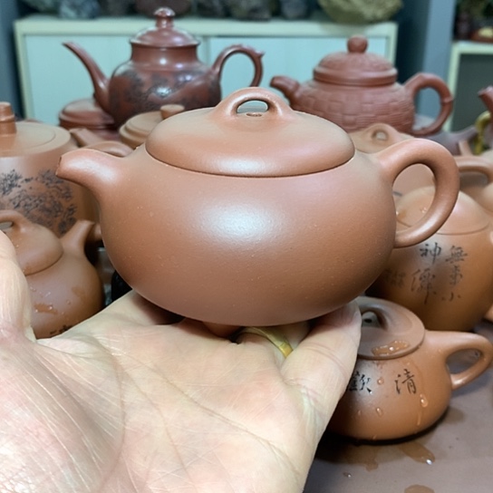 紫砂茶杯全手工制作原矿老紫泥紫砂壶容量260