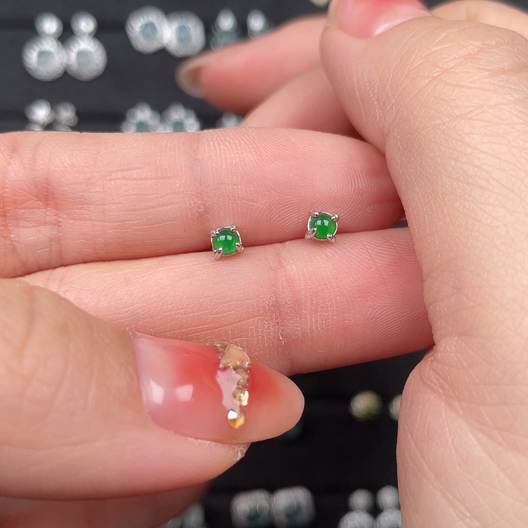 翡翠银S925镶嵌耳饰0000