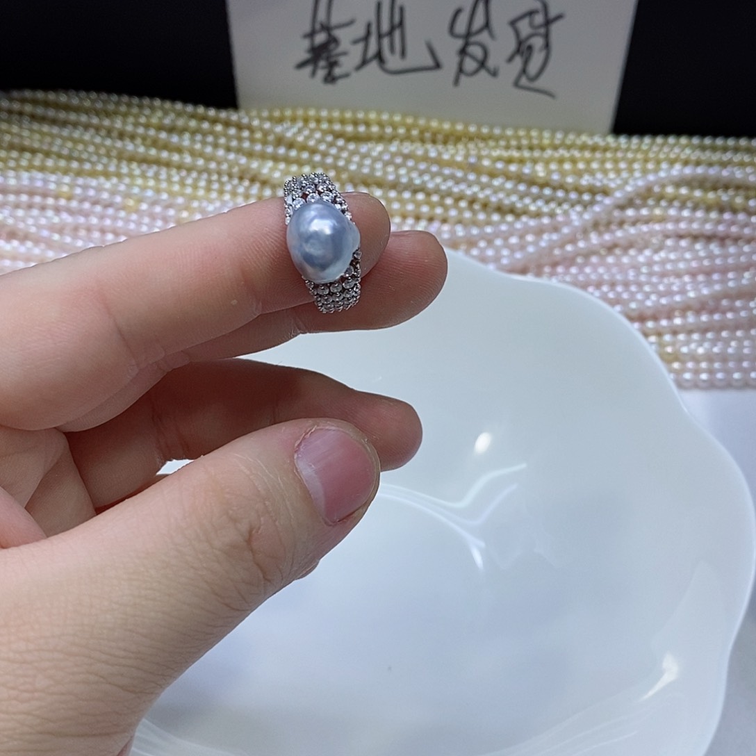 海水珍珠戒指银S925镶嵌