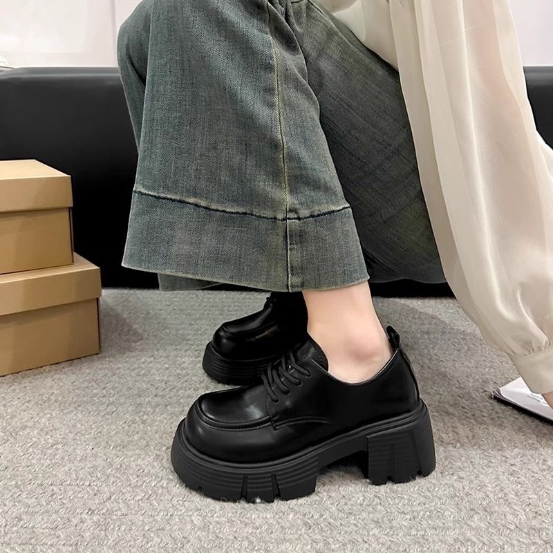 【赠运费险】HH001-085极简风乐福鞋英伦风系带皮鞋粗跟厚款春秋9