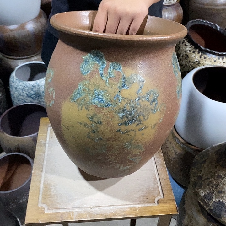 紫砂花盆口24高度30油画888