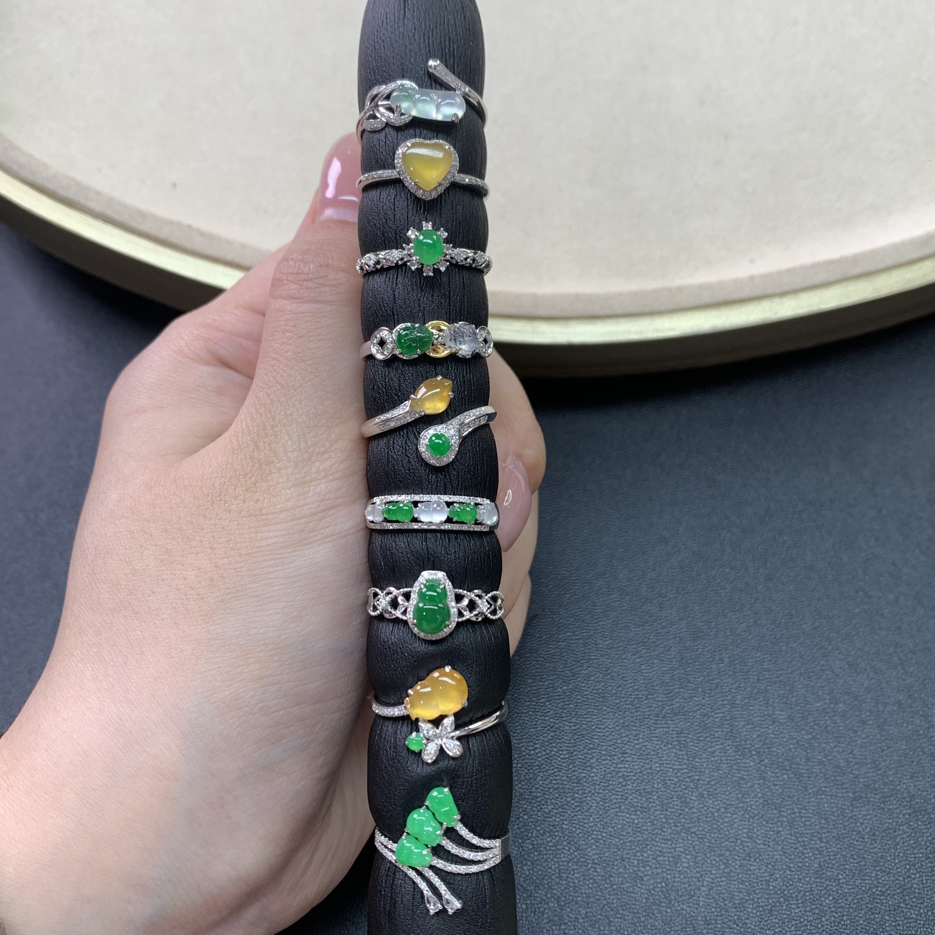 【小雪臻选】翡翠戒指-18k金镶嵌-多样性发货一件-J03|CXQ1