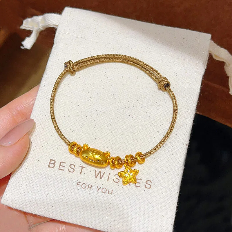 铜合金手链 HEMEI/赫美 可爱猫猫法棍猫锤纹星星手链