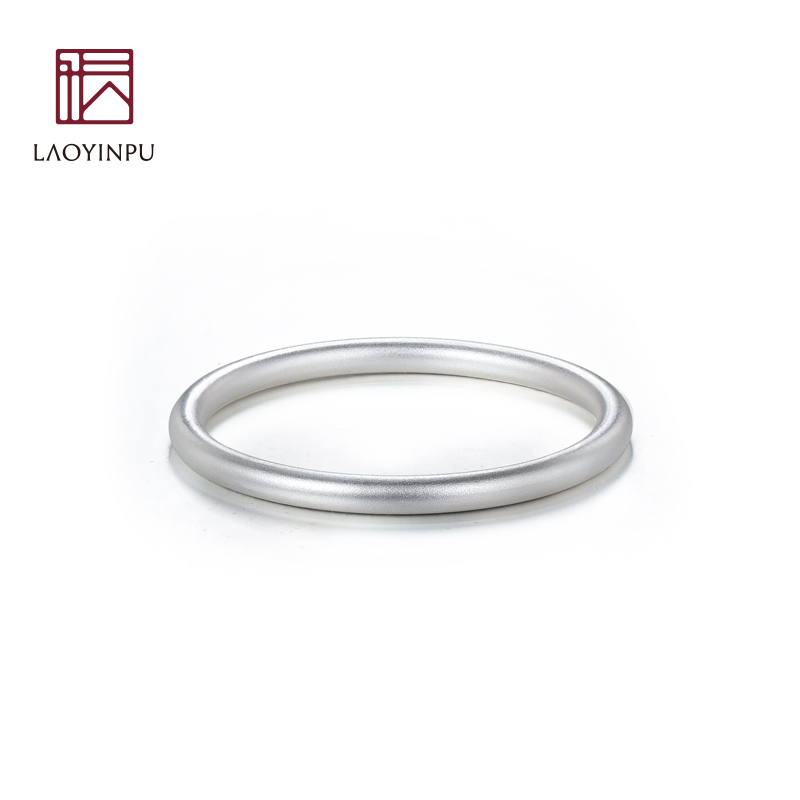 吴越老银铺 足银手镯 足银9999古法素圈手镯传承简约素款100g