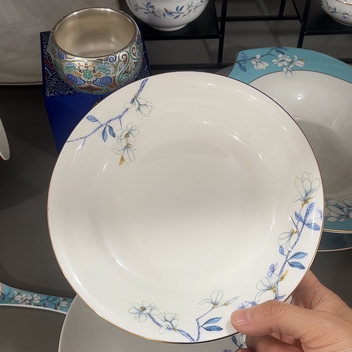 瓷片微瑕骨瓷水云间7英寸富贵盘一个