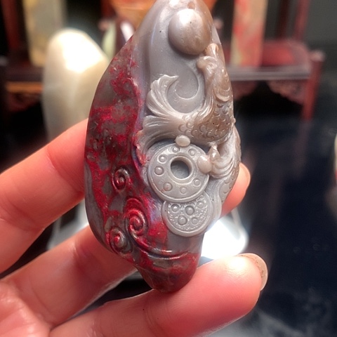 昌化石昌化鸡血石挂件