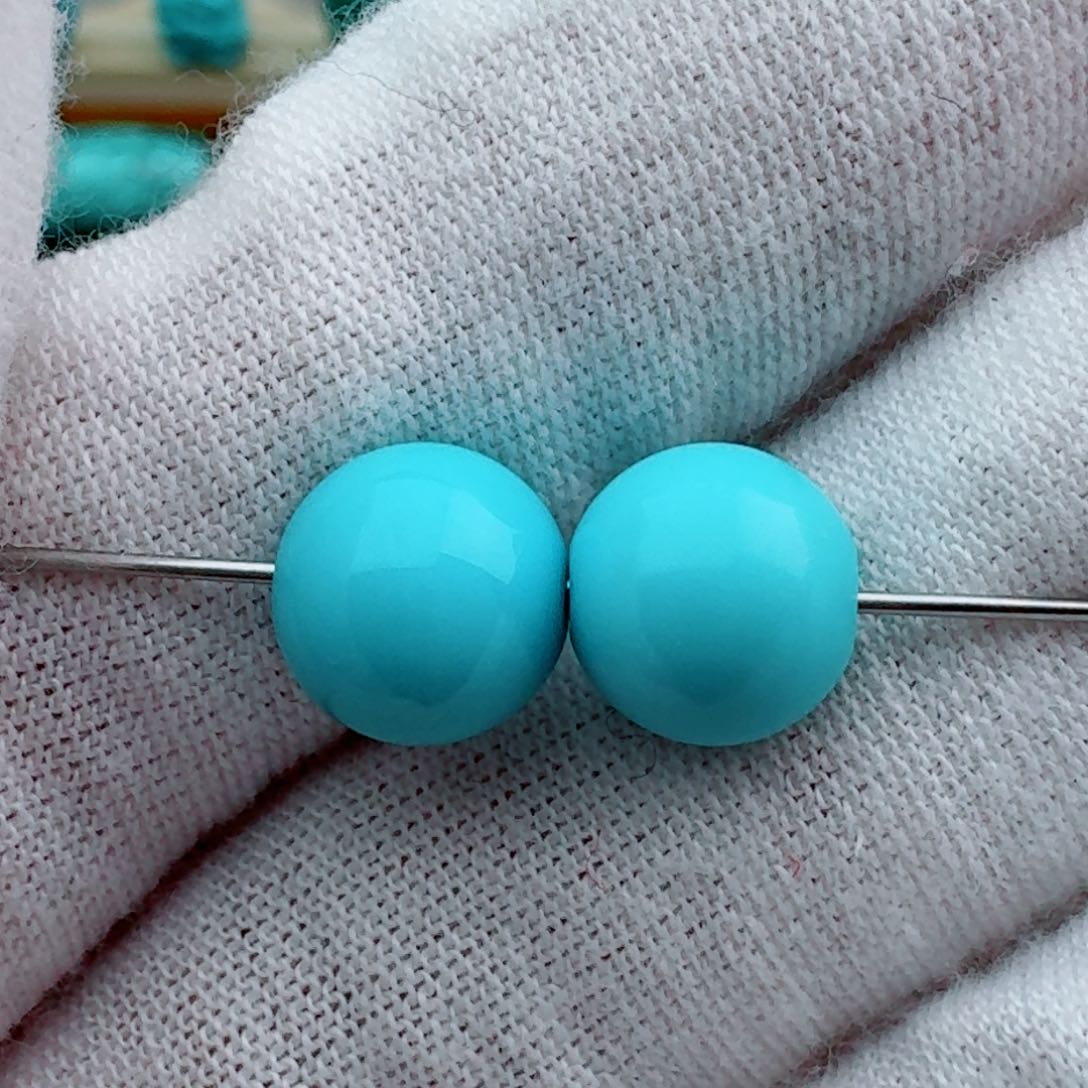 绿松石圆珠对珠8.8未镶嵌