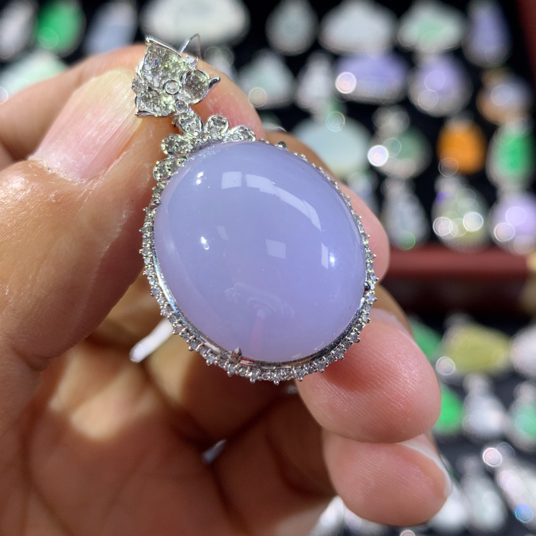 翡翠18K金镶嵌吊坠(不含链)