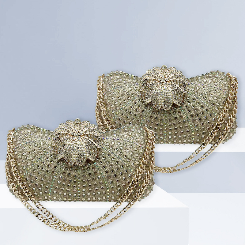 （花开富贵）时尚手包复古镶钻轻奢晚宴包时尚链条斜挎包