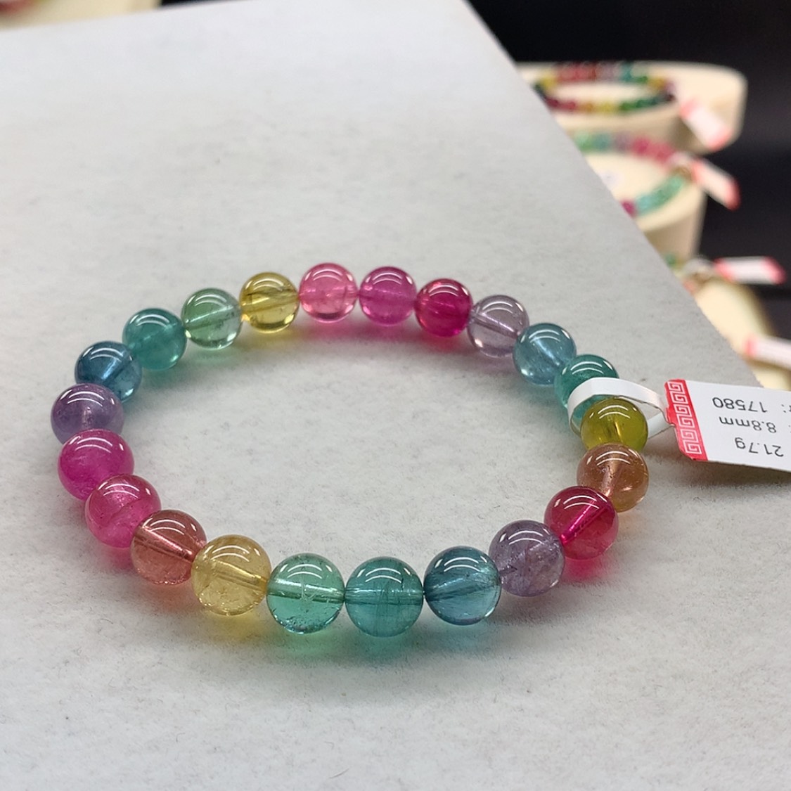 【闪购商品】未镶嵌手链碧玺荧光色标单圈8.8