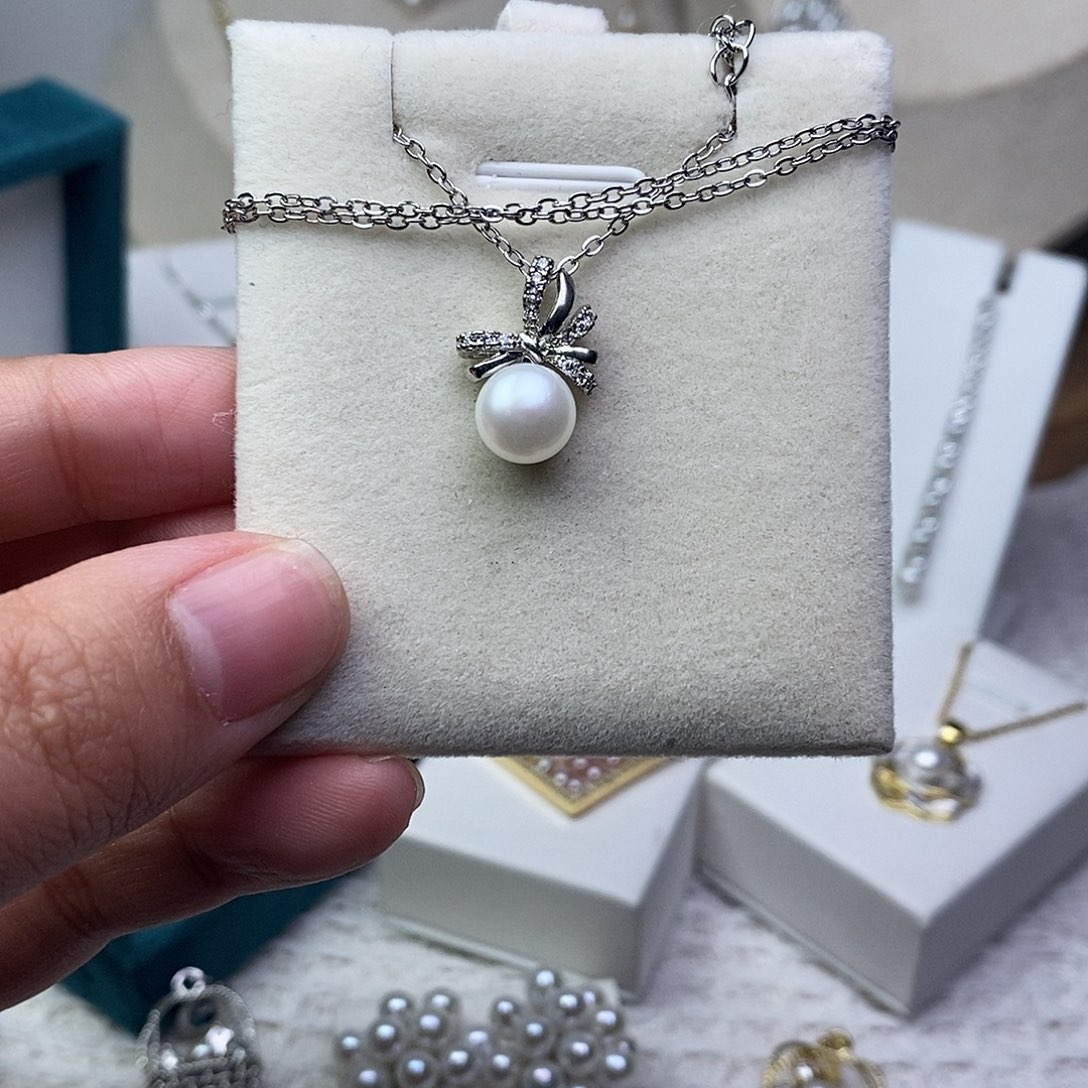 耳饰银S925镶嵌淡水珍珠