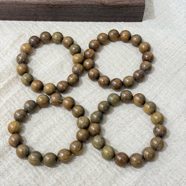 正宗绿檀木手串精品 15mm 顺纹素珠款佛珠手链情侣