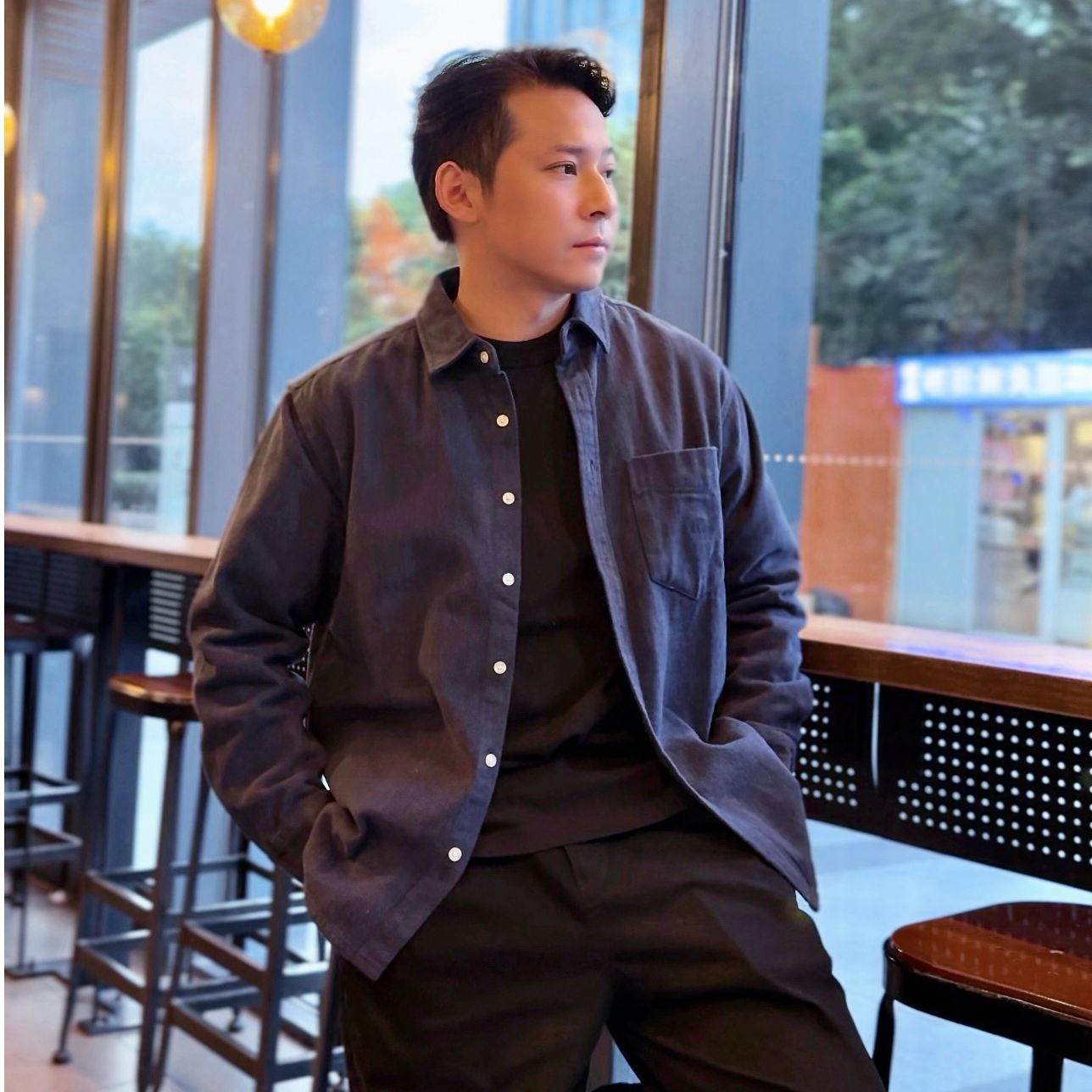 古休2025秋季新款纯棉重磅磨毛衬衫500G重磅宽松休闲经典百搭