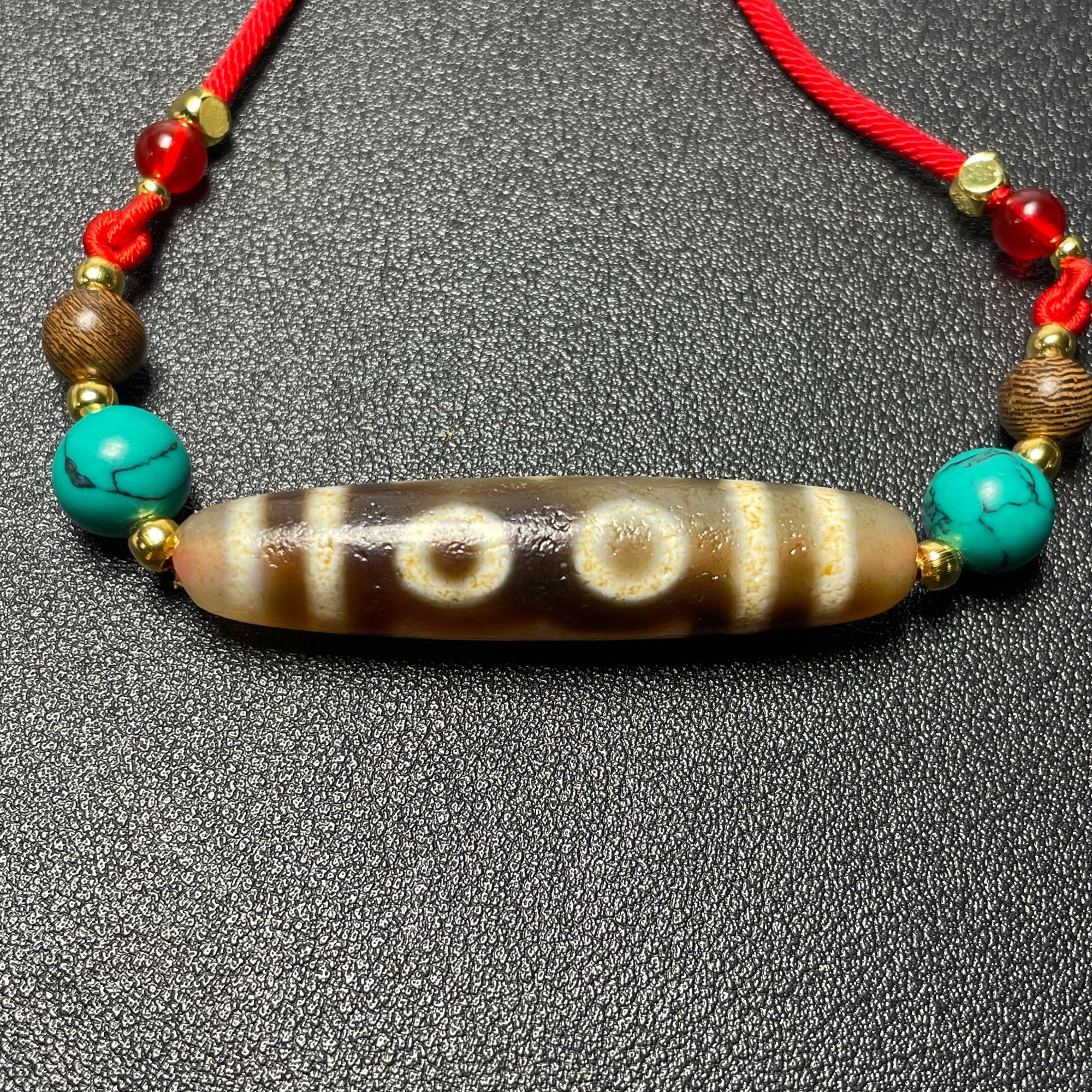 【古珠】２０世纪玛瑙珠，宝盖三眼，2502090560