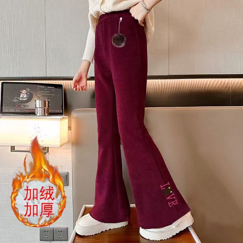 女童大童加绒裤子秋冬款2025新款儿童宝宝加厚裤子女孩女童裤子
