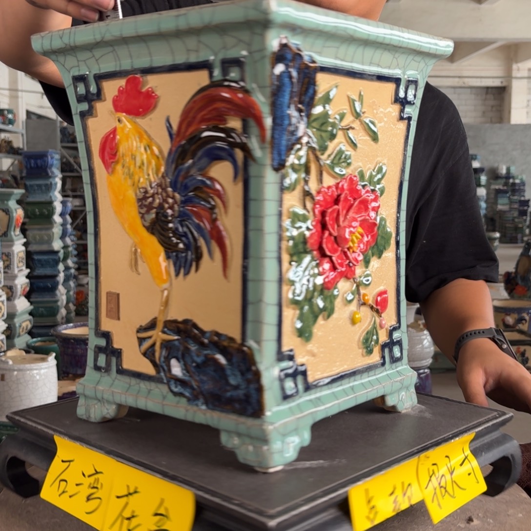 。一风堂石湾花盆 色差 盆口变形 内18*27