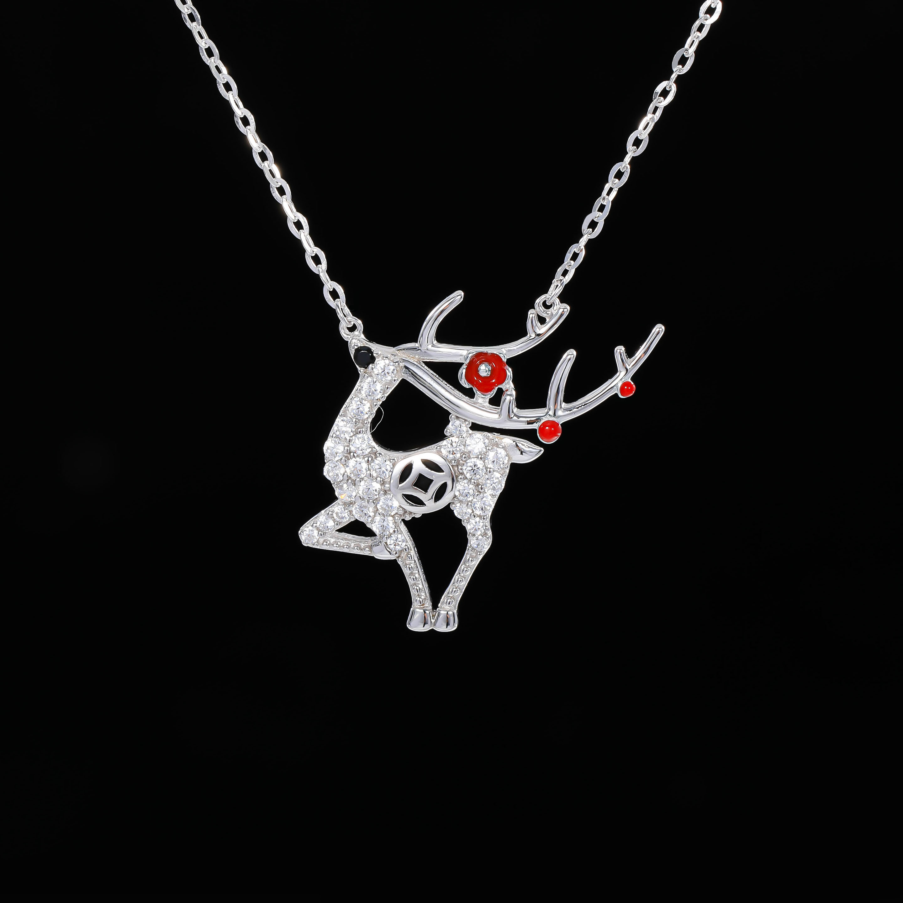 坠链均925银 木木（SA401）纯银一鹿发项链45厘米CB-6198B