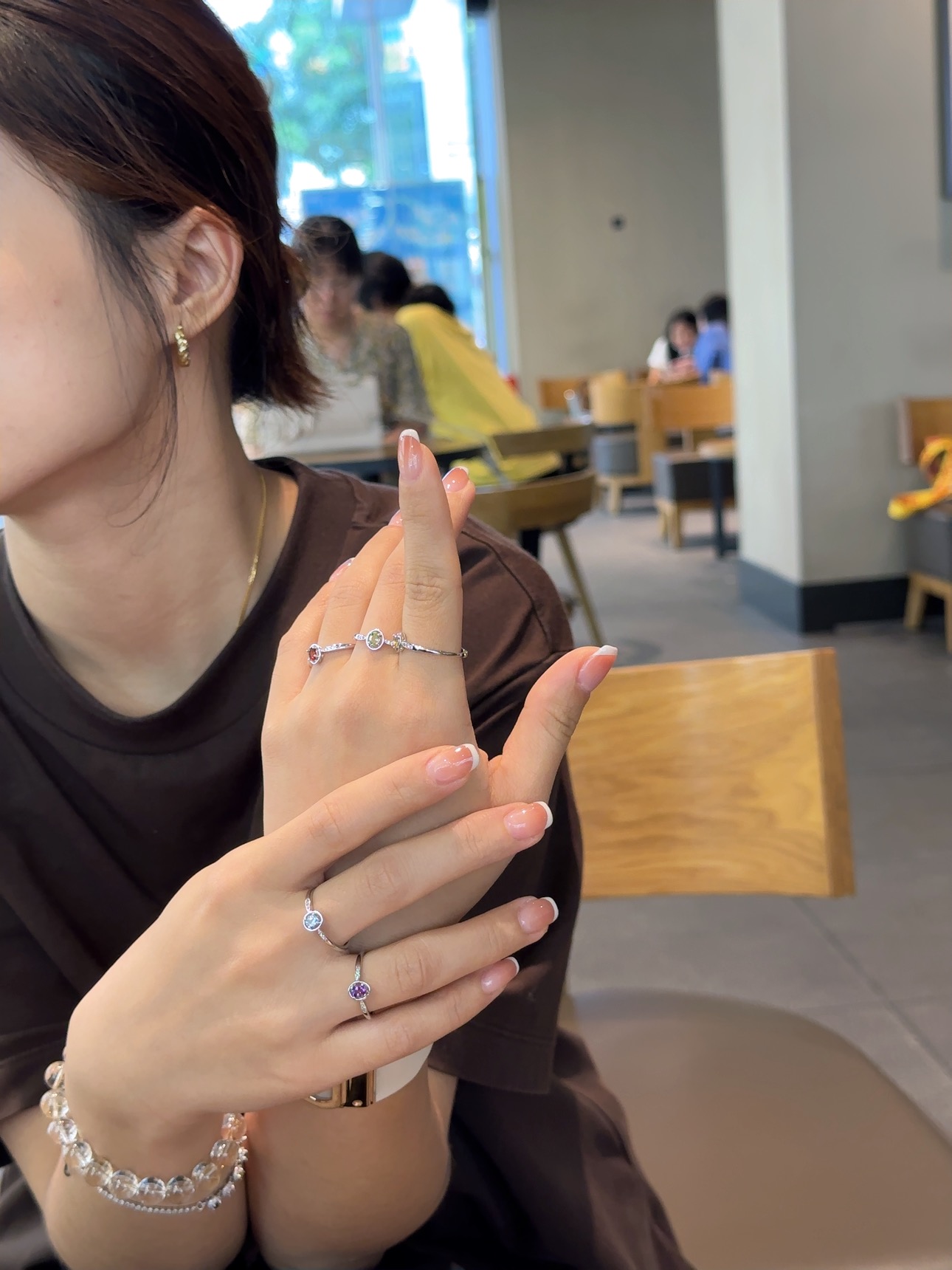 【直播间】拍水晶彩色宝石戒指镶嵌女款首饰