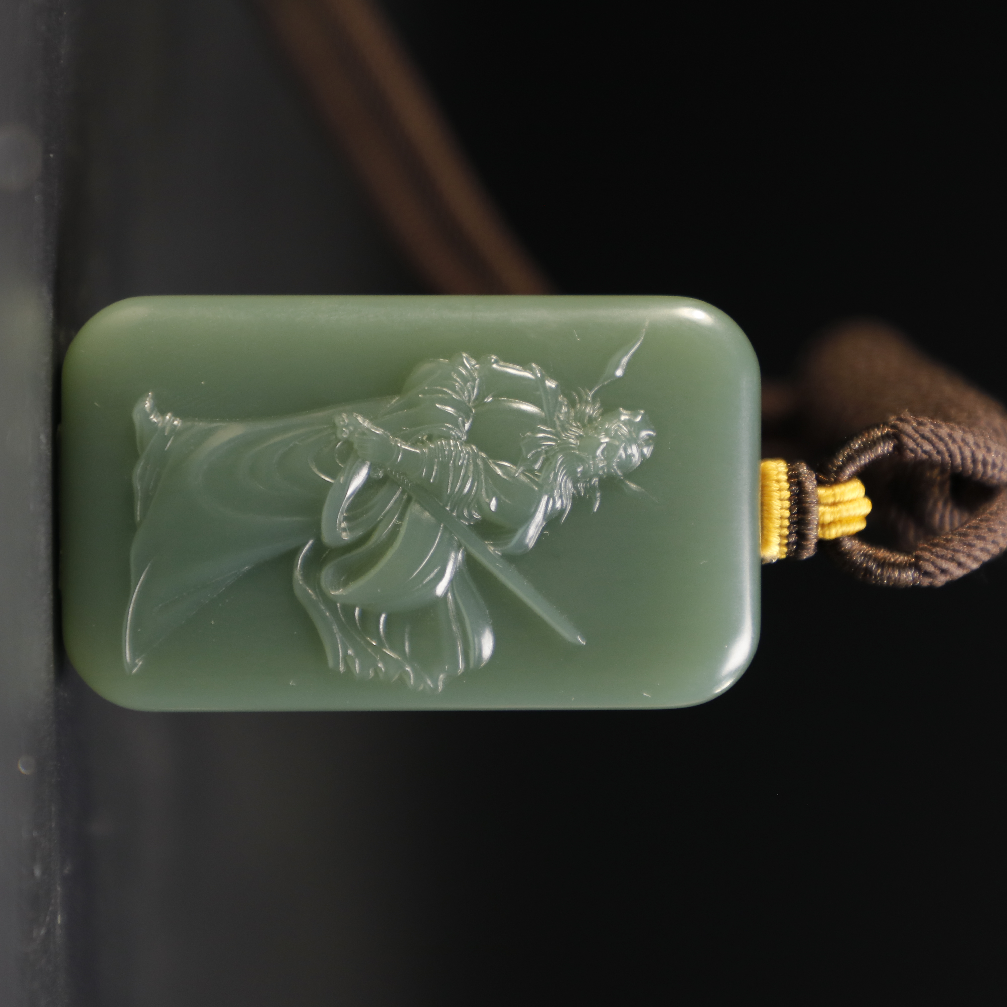 lot8870 和田玉鸭蛋青钟馗降魔挂牌/云南典藏