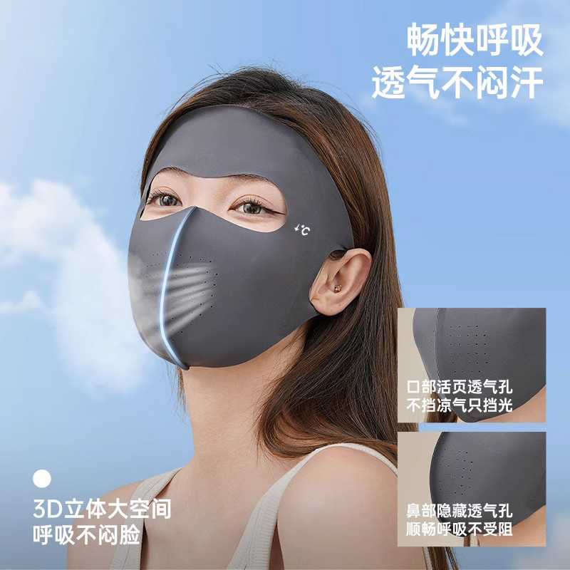 夏季薄款新款防晒面罩脸基尼女防紫外线冰丝透气遮阳全脸骑行口罩