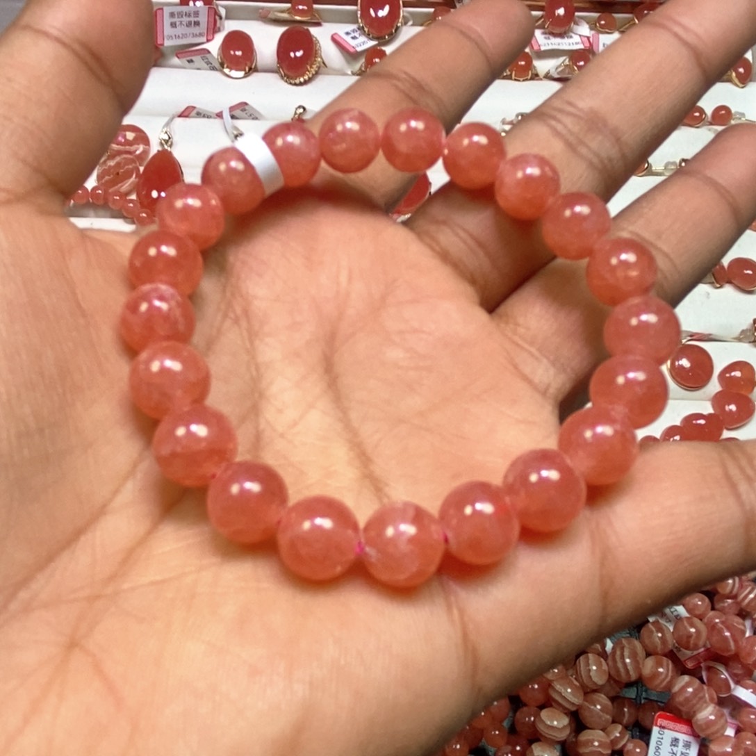 菱锰矿（红纹石）手串未镶嵌用****8