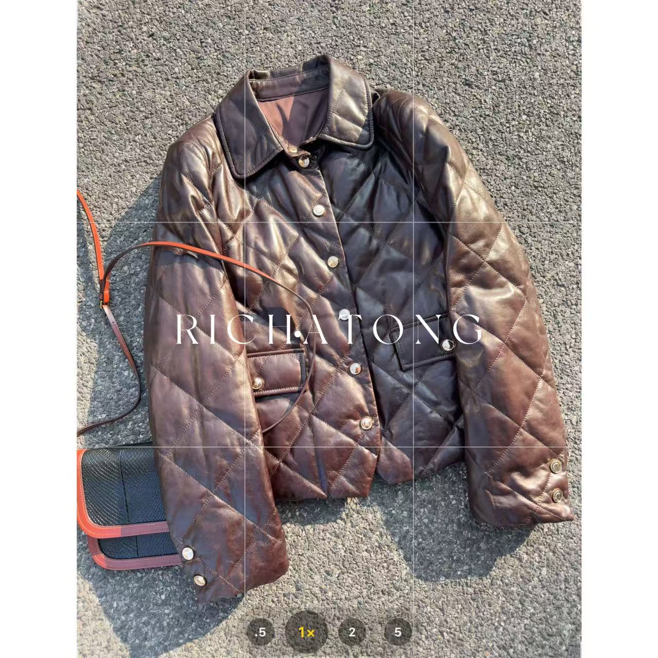 RICH ATONG.-【中古小香】-进口A级羊皮中古压格90 白鹅绒服1124-34
