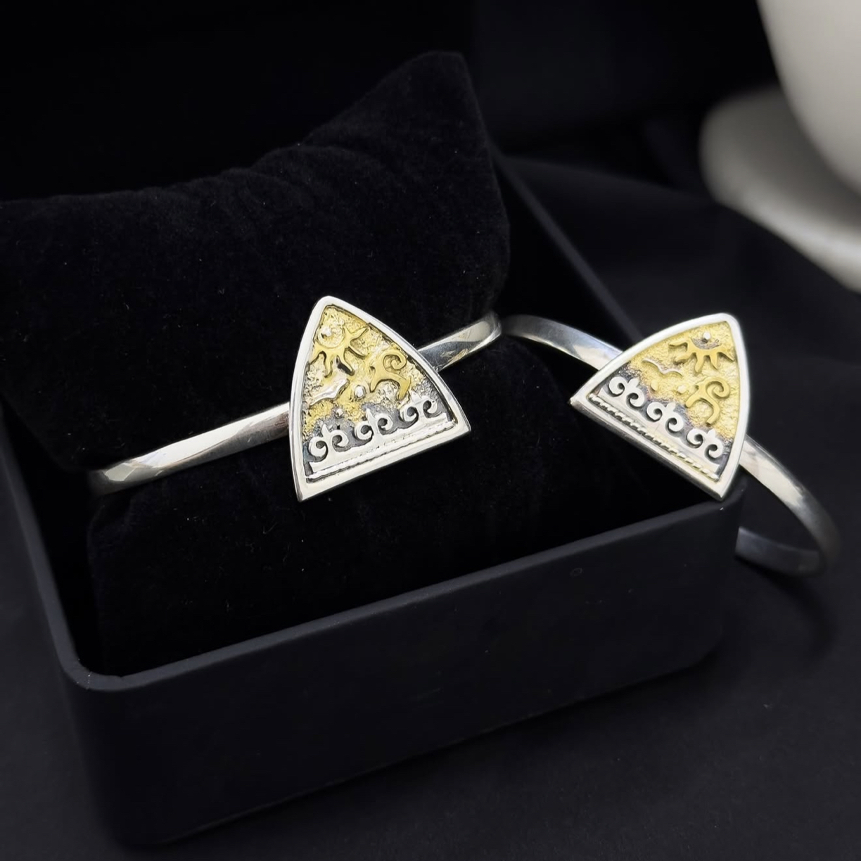 925银手镯 复古岩画纯银手工银手镯