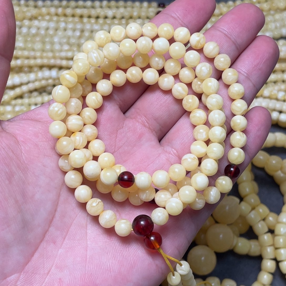 蜜蜡裸石未镶嵌蜜蜡佛珠6.8mm