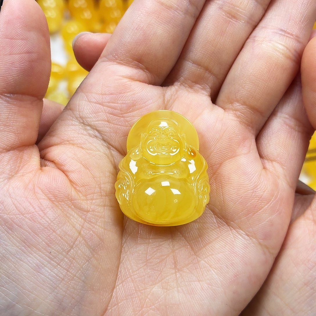 用***6蜜蜡未镶嵌颈饰焦皮妖花佛公
