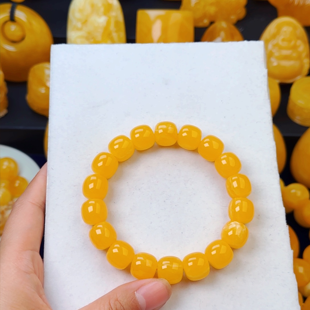 琥珀颈饰未镶嵌浓蜡同料手串13