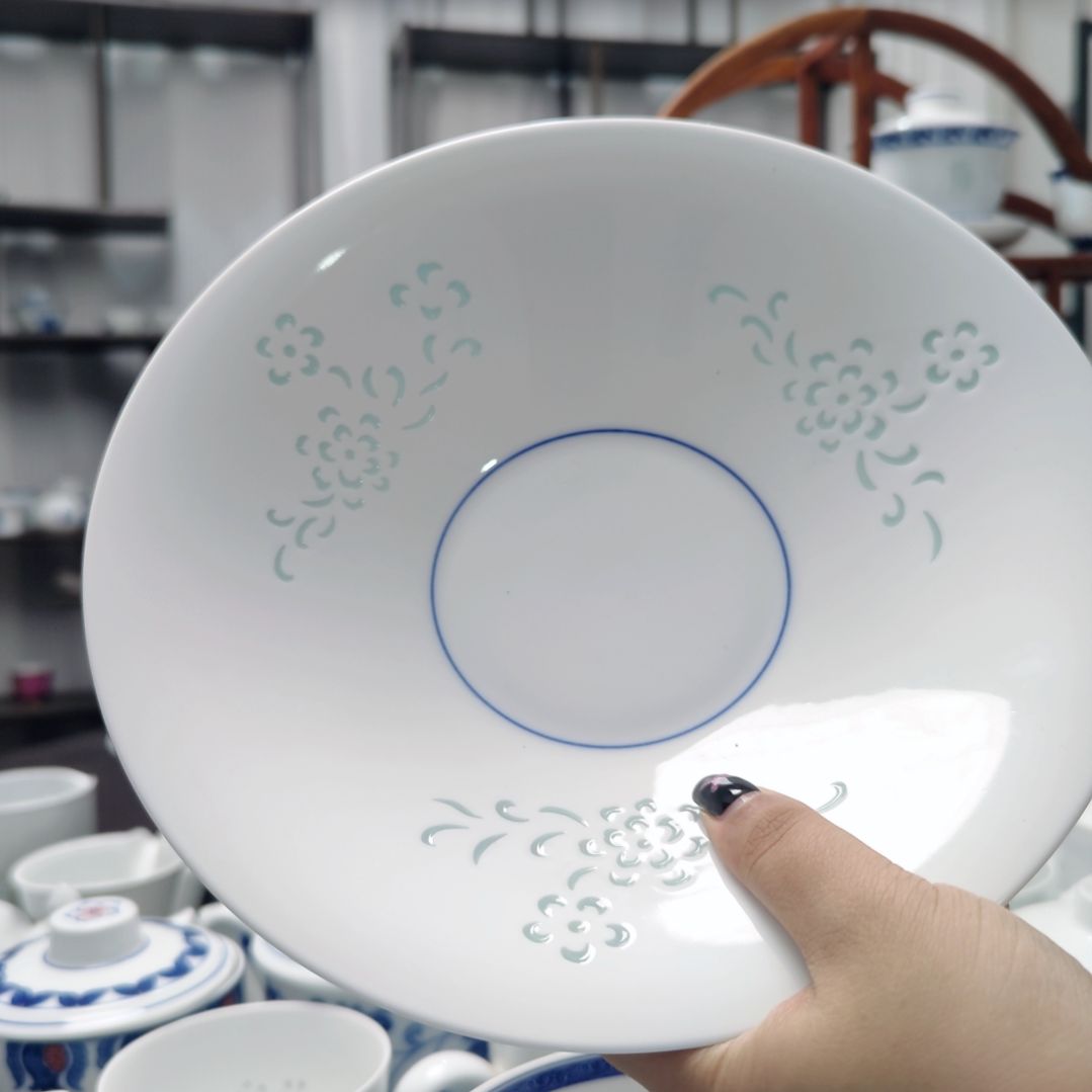 陶瓷清韵白胎8.5寸深盘两只装