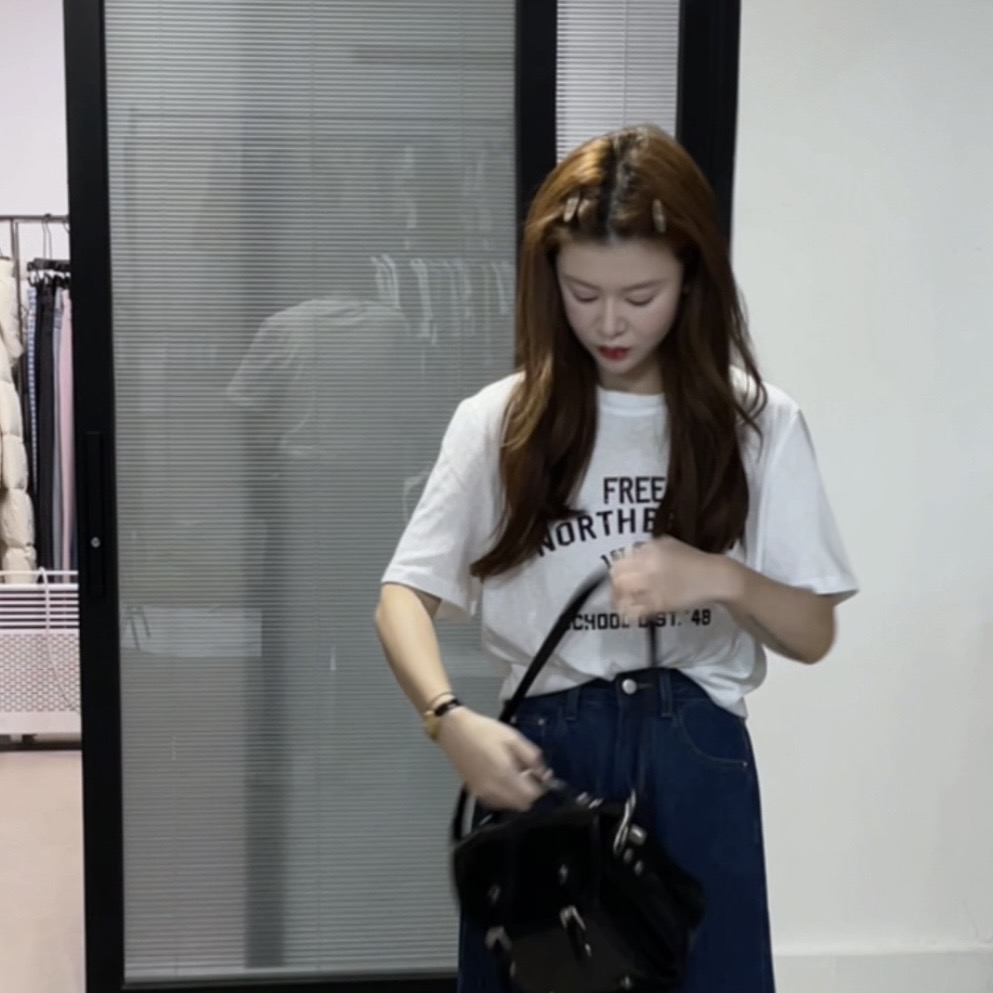 卡通企鹅字母印花短袖T 2229