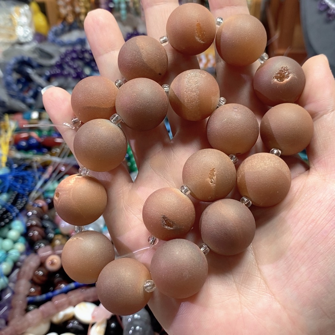 玛瑙/玉髓银S925镀金镶嵌珠宝半成品开口笑一条卡20mm