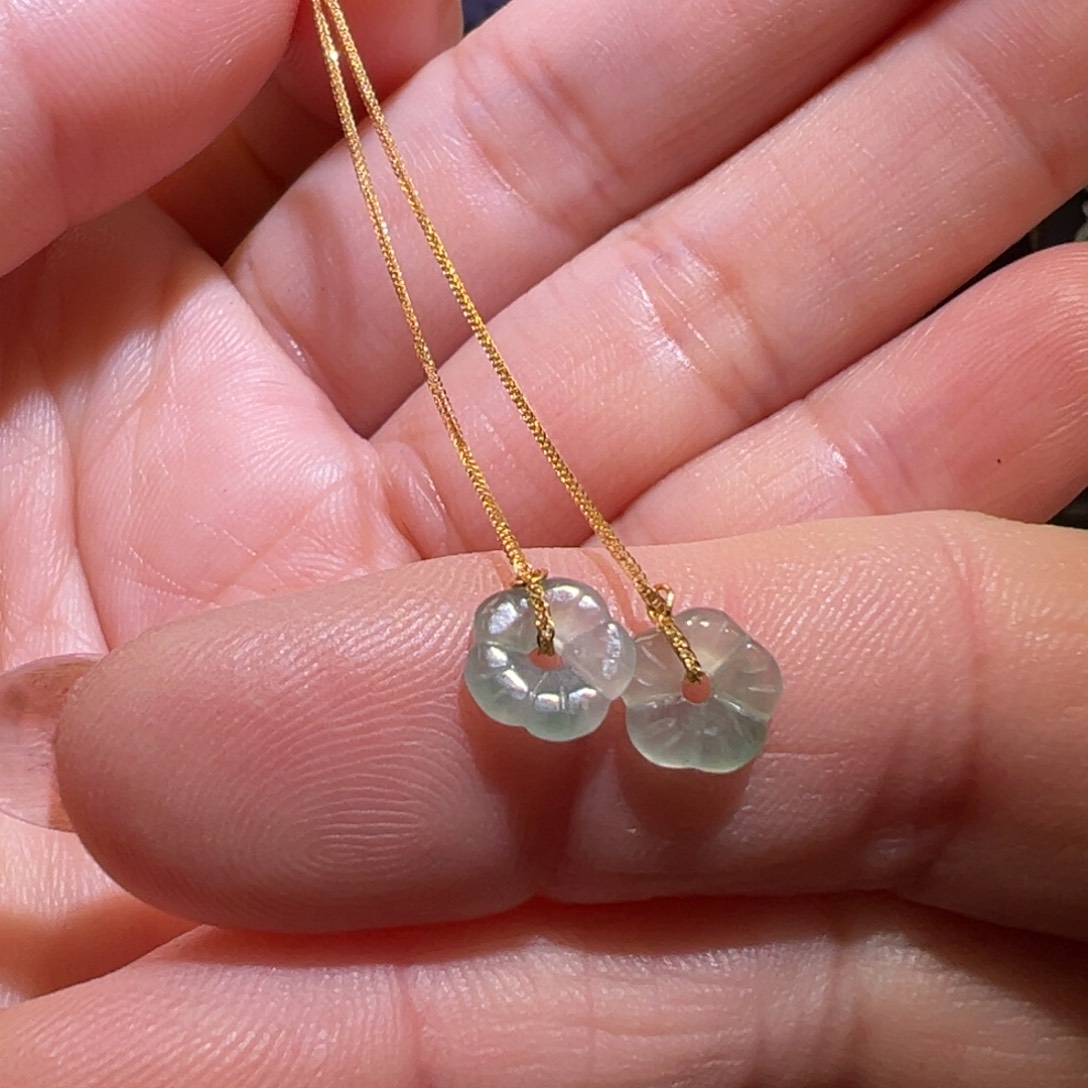 翡翠颈饰18K金镶嵌耳环