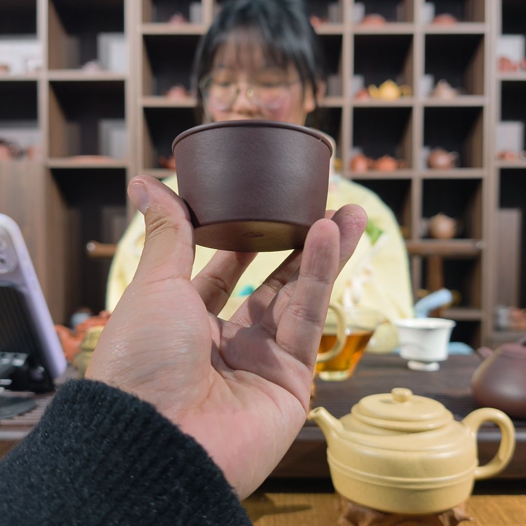 紫砂茶壶紫泥马蹄杯