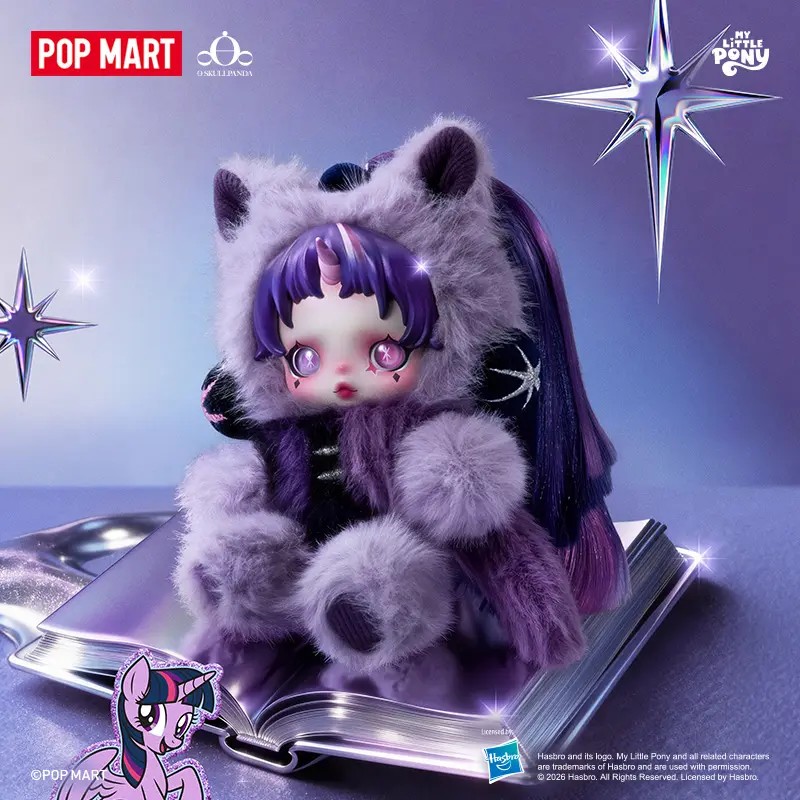 POP MART/泡泡玛特θSKULLPANDA×小马宝莉系列毛绒挂件盲盒【耶】