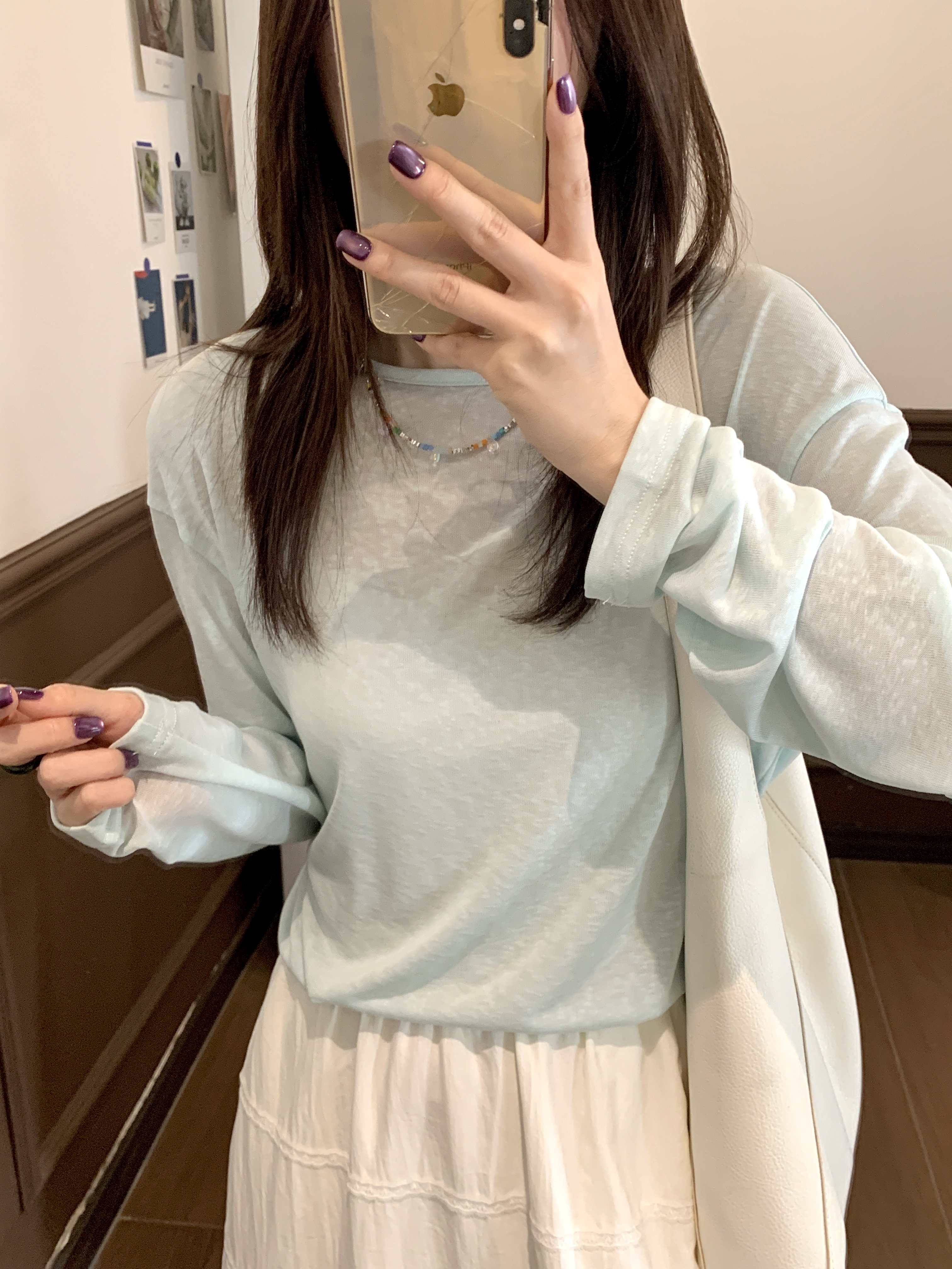 【Niche Young】长袖百搭薄款圆领纯色设计感小众T恤CX20370