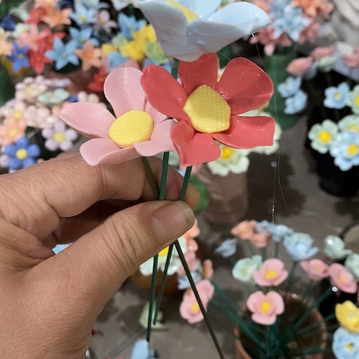 瓷片纯手工陶瓷花摆件1